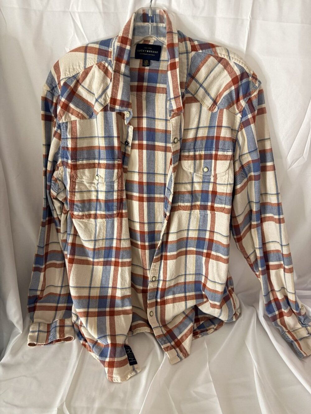 Men's Lucky Brand Flannel Button Down Shirt-Preowned LG